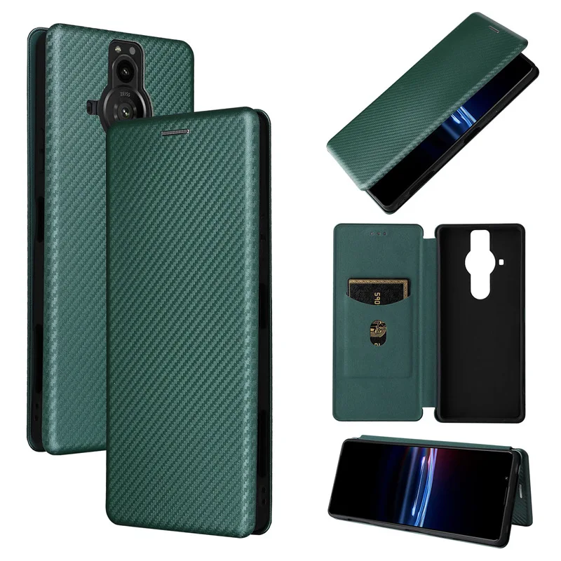 Para SONY Xperia 10 5 1 V VI PRO-I 5 II III IV 1 Ace XZ3 L4 Funda de fibra de carbono con soporte magnético a prueba de golpes Funda con ranura para tarjetas - imagen 2