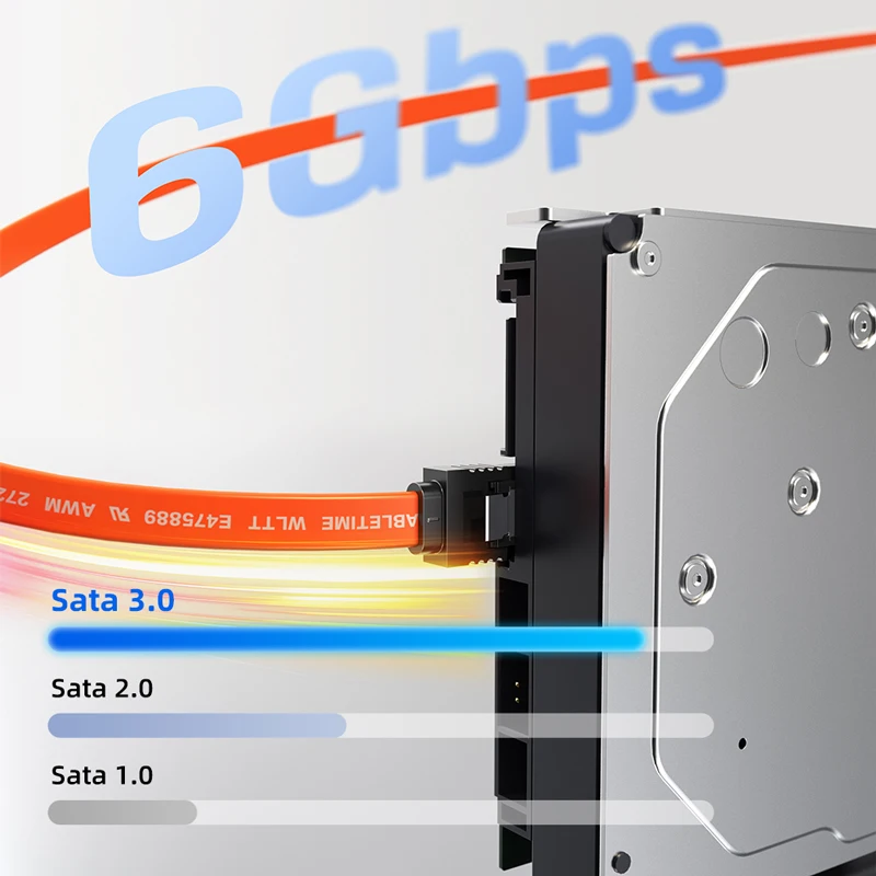 CABLETIME Cable de datos SATA 3,0 de 6Gbps a SSD HDD Cable de unidad de disco duro Sata3 Cable de transmisión rápida de ángulo recto para escritorio - imagen 3