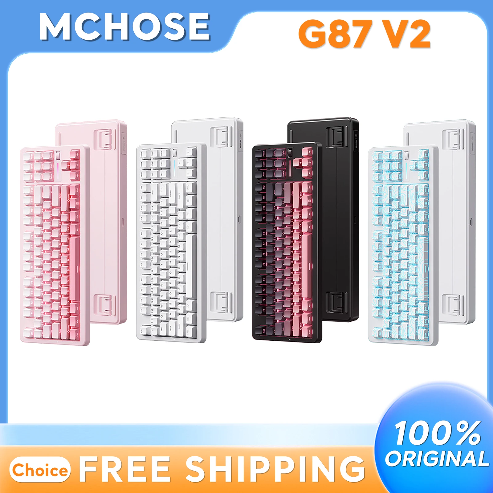 MCHOSE G87 V2 teclado mecánico inalámbrico de tres modos personalizado estructura de junta de deportes teclado para juegos Dual intercambiable en caliente 8K