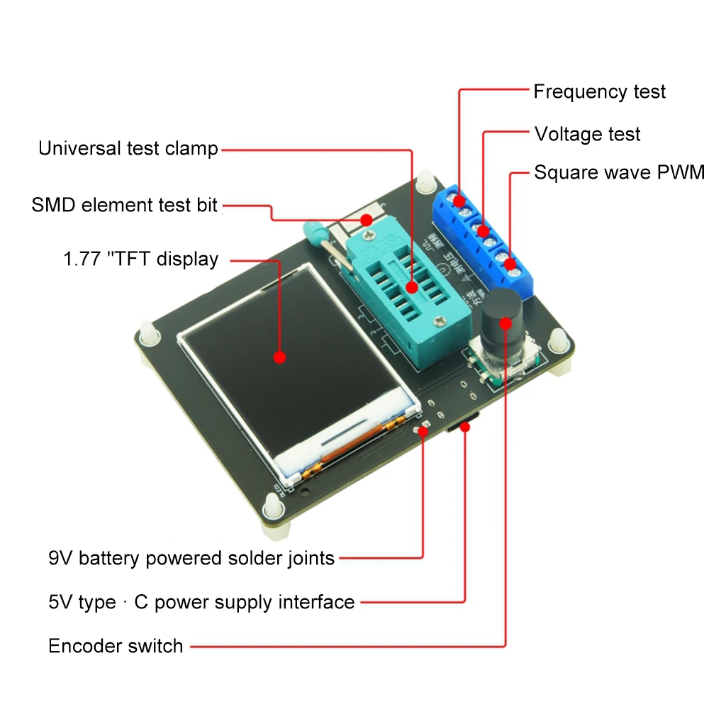 Pantalla LCD GM328A, probador de diodo de transistores, capacitancia ESR, medidor de frecuencia de voltaje, generador de onda cuadrada PWM, Kit electrónico - imagen 4