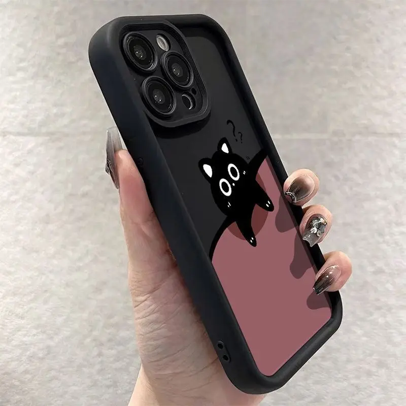 Funda de teléfono con diseño de gato pequeño, pregunta creativa, para iPhone 17 16 15 14 Plus 11 12 13 Pro Max X XS XR Air 16E, funda de silicona suave - imagen 4