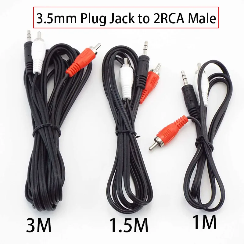1M/1,5 M/3M conector Jack de 3,5mm a 2RCA macho Cable de Audio estéreo conector divisor Cables adaptadores de altavoz - imagen 2