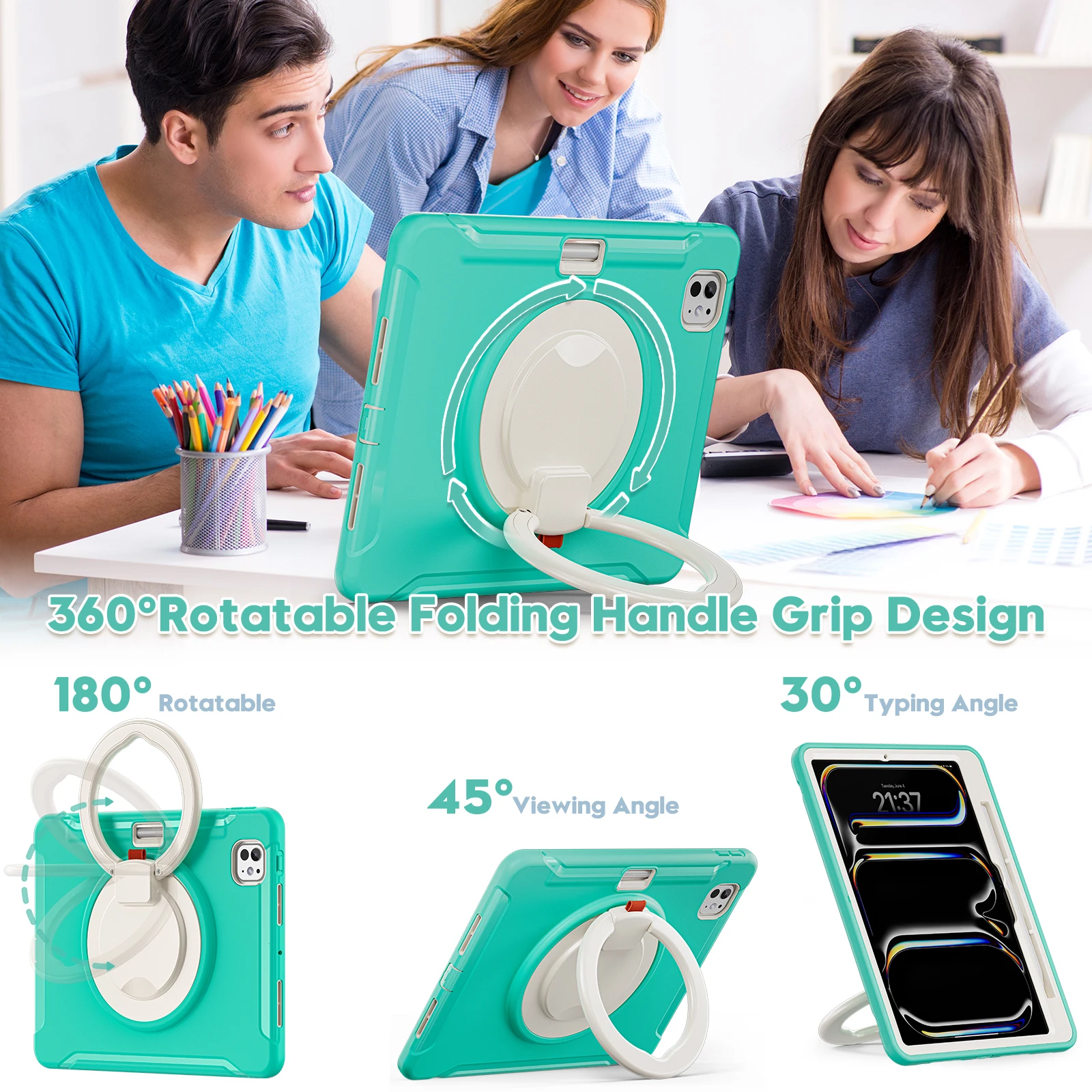 Funda con soporte de PC-TPU para Apple iPad Pro 11 2024 M4 modelo A2836 A2837 A3006, cubierta giratoria resistente, carcasa de 3 capas con ranura para bolígrafo - imagen 5