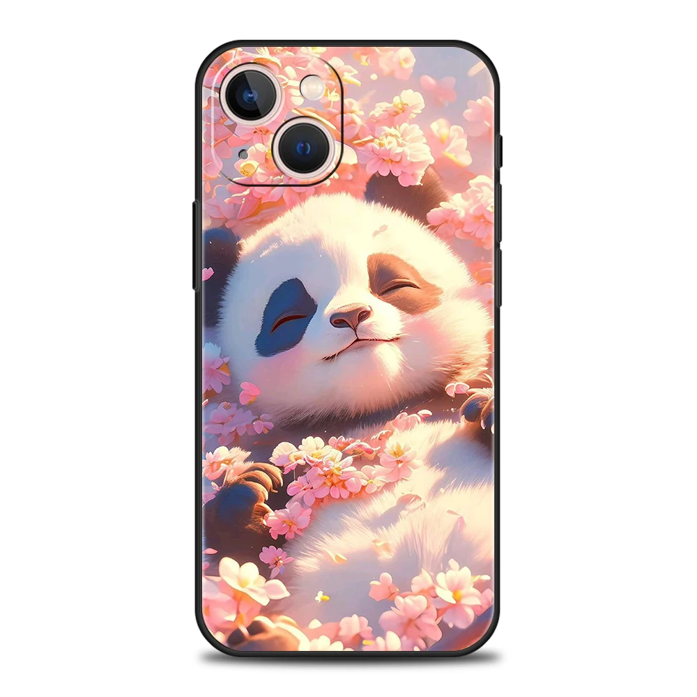 Funda de teléfono suave de TPU de lujo para iPhone 17 Air 16E 16 11 15 14 Pro MAX 12 13 7 8 Plus X XR XS SE 2022 cubierta de panda de dibujos animados - imagen 3