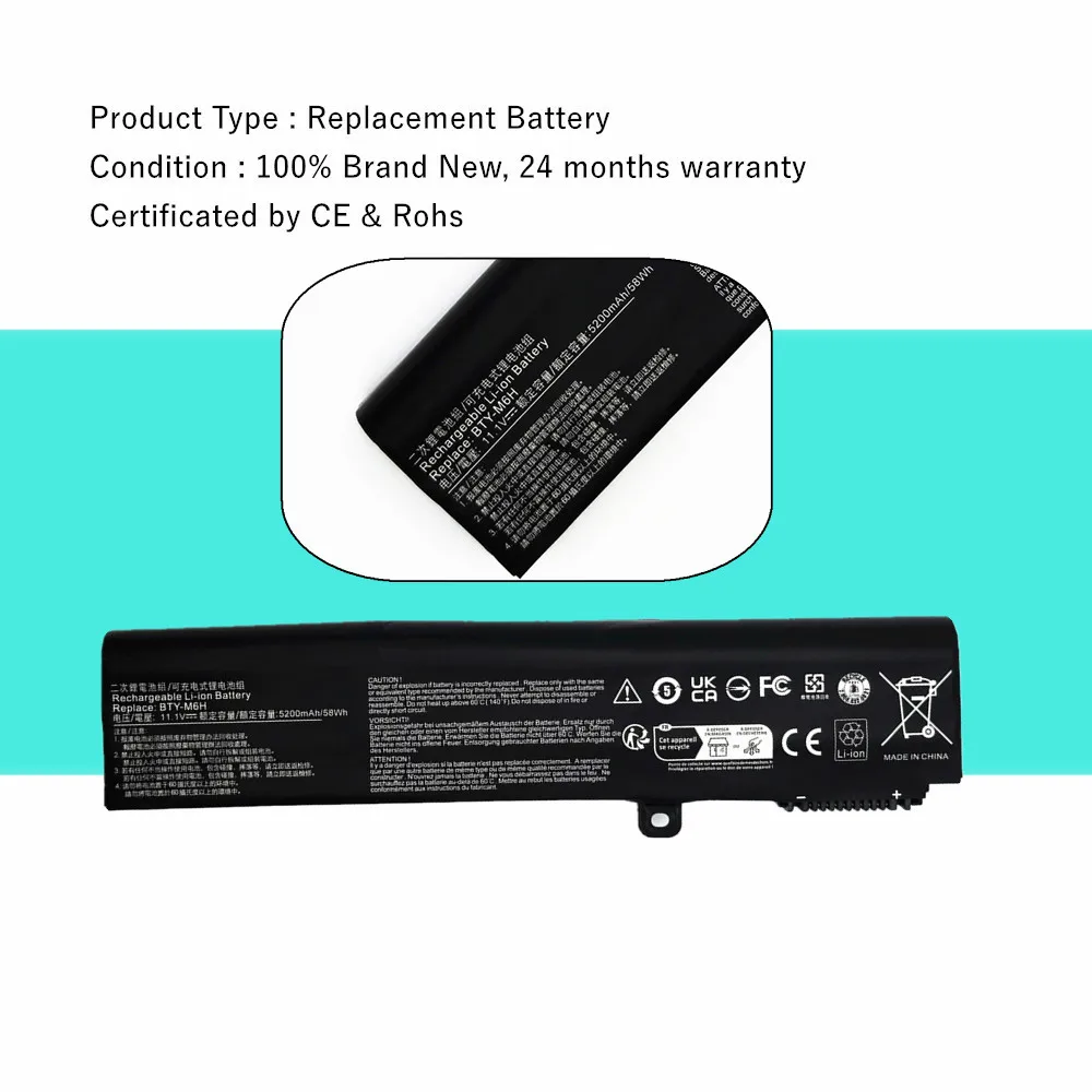 Batería del ordenador portátil para MSI GE62 MS-16J5L MS-16J4 GE72 GP62 MS-16J3 MS-16J6 MS-16J2 MS-1792 MS-1795 GP72 GL62 GL72 PE60 PE70 BTY-M6H - imagen 2