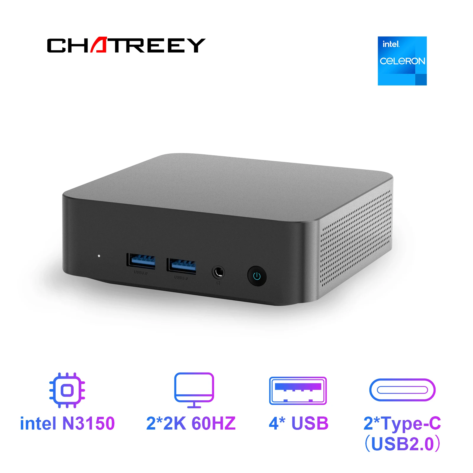 Chatreey T9 Mini PC N150 con Windows 11 SSD USB-C 4K - imagen 4