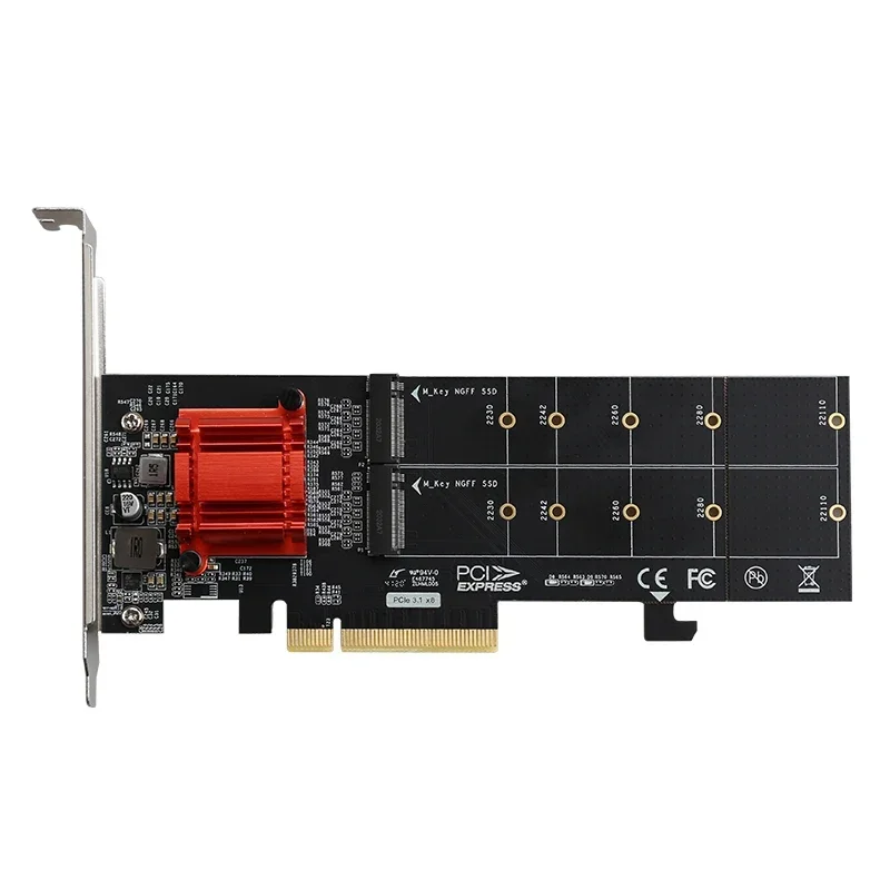PCIe 3,1 X8 Chip ASM1812 a 2 puertos M.2 NVMe SSD adaptador tarjeta de expansión Dual M Key Nvme convertidor extensión Riser M2 a Pcie - imagen 3