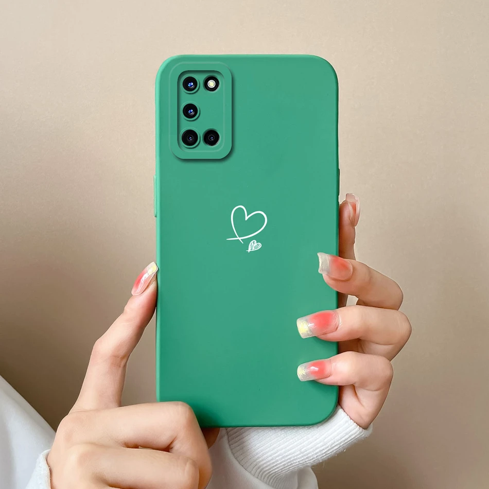 Para Oppo A52 A72 A92 Funda mariposa corazón Simple contraportada suave Líquido silicona Funda protección de cámara Anti caída carcasa de teléfono - imagen 3