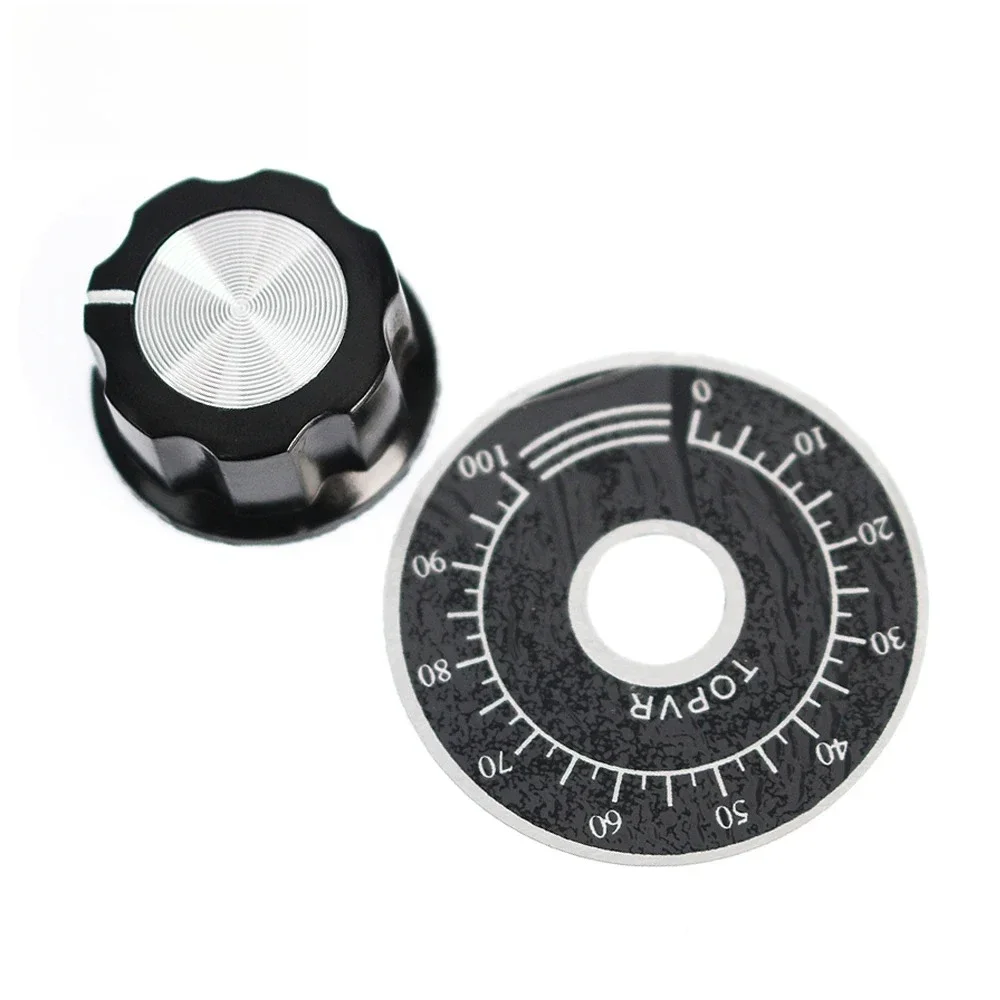 Juego de potenciómetro RV24YN20S, potenciómetro 10K 100K 5K 500K + tapa de perilla A03 de 6mm con placa de escala, 1 Juego de perilla de potenciómetros - imagen 5