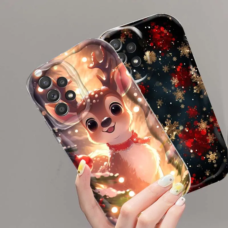 Funda de teléfono Popular con diseño de caballo ciervo de Navidad para Samsung A73 A72 A71 A56 A55 A54 A53 A52 A51 A32 A36 A26 A25 A13 A14 5G aceite ondulado - imagen 4