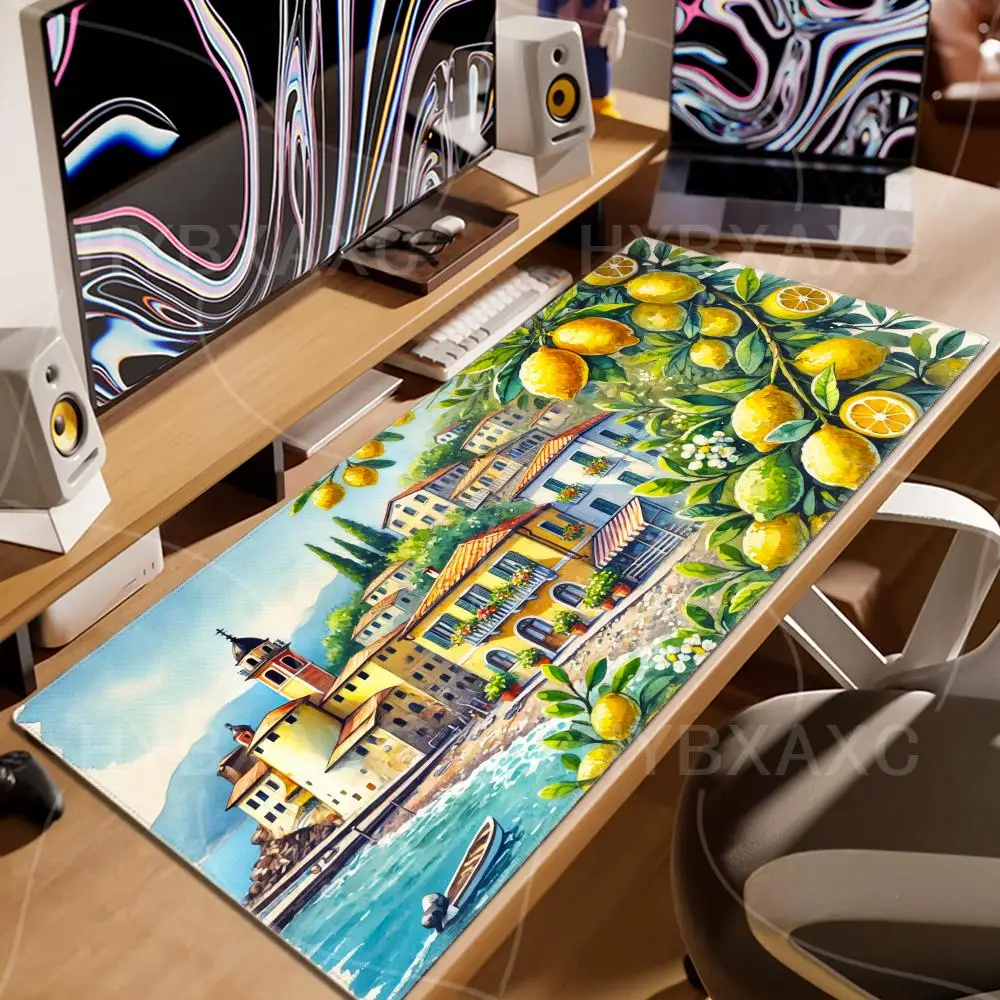 Alfombrilla de ratón antideslizante con diseño de árbol de limón, paisajes italianos, adecuada para ordenadores de oficina, portátiles, juegos de deportes electrónicos, alfombrillas de escritorio, teclado XXL 40x90 - imagen 2