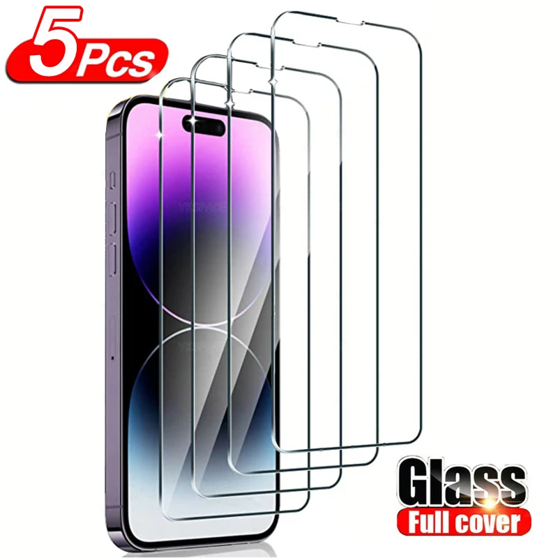 5 uds vidrio templado transparente 9H para iPhone 17 Air 16e 16 15 14 Plus 13 12 mini 11 Pro X XS Max XR Protector de pantalla a prueba de explosiones - imagen 2