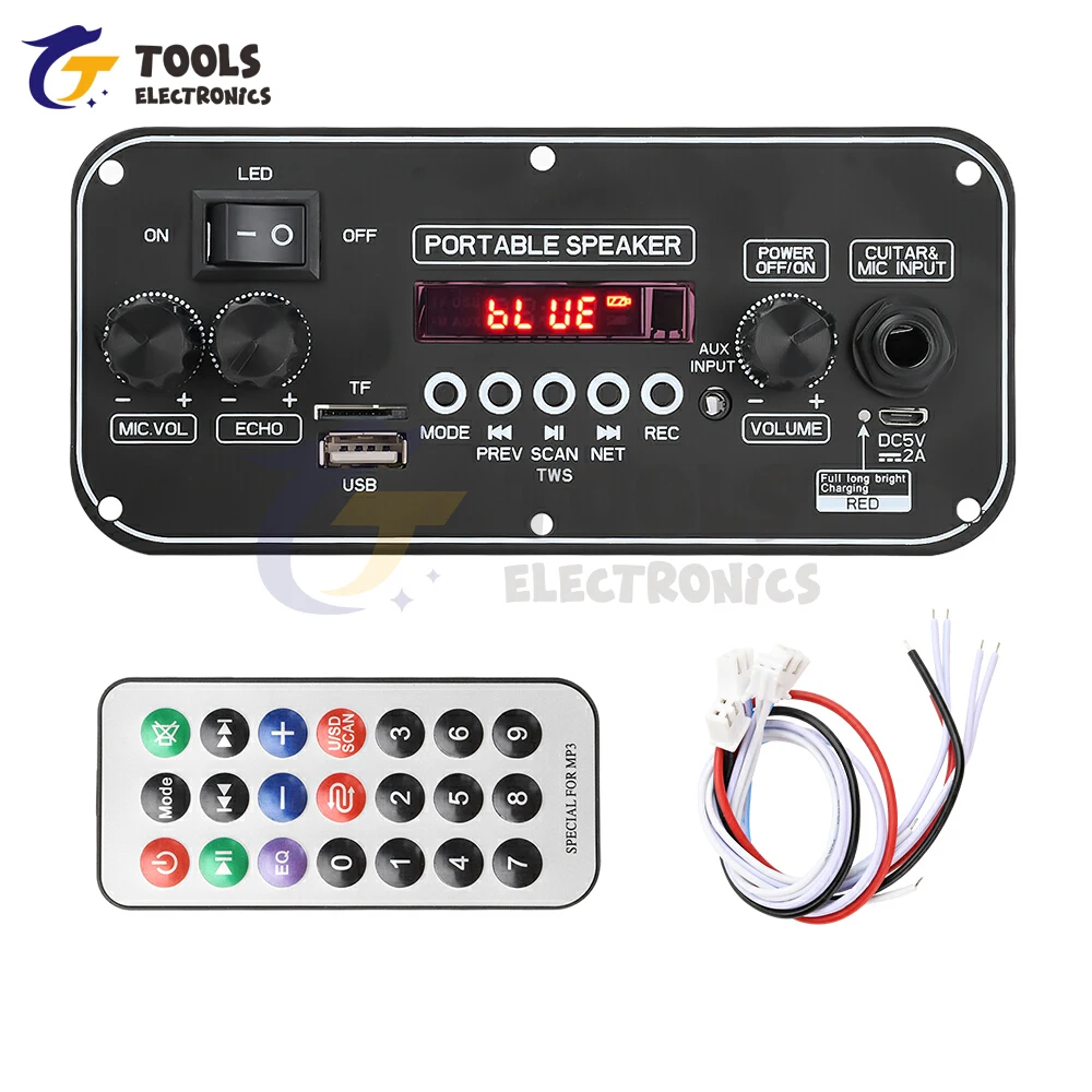 Placa de decodificadora Bluetooth MP3 DC 3,7-5V amplificador 2*10W con Radio FM y reproducción MP3/WAV/APE para Audio de coche D - imagen 3