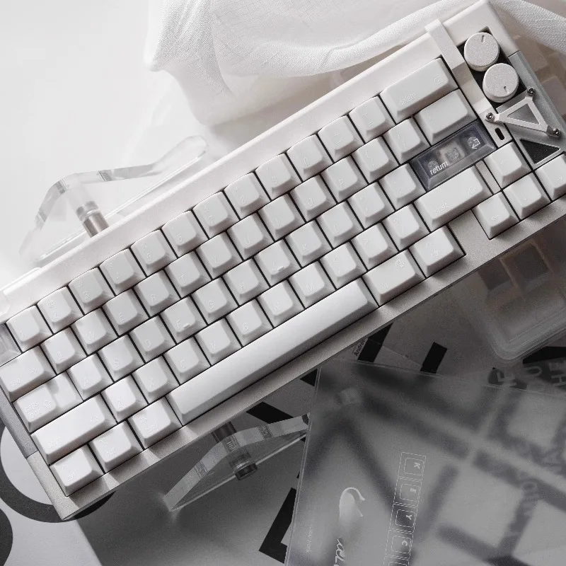 Hokkaido Teclas de color blanco sólido Perfil de cereza personalizado Tapa de llave ABS Transmisión de impresión UV 60% 80% Punto minimalista KeyCap - imagen 5