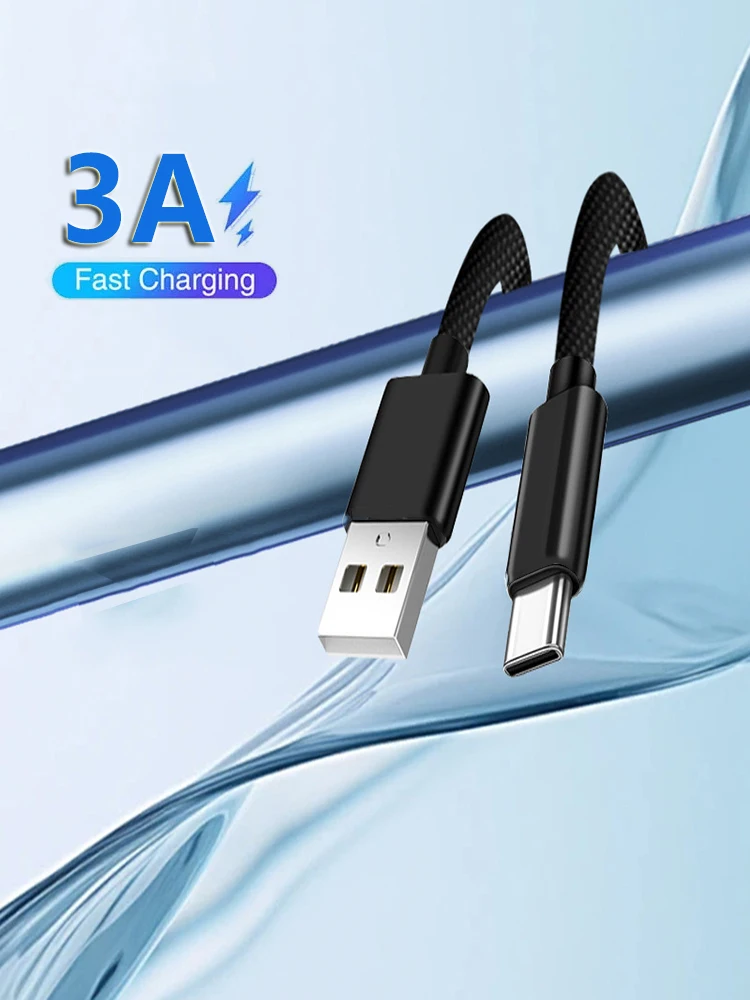 Cable USB A a tipo C sincronización de fecha 3A Cable cargador de Cable trenzado de nailon de carga rápida para teléfono móvil Samsung Huawei Android tipo C - imagen 5