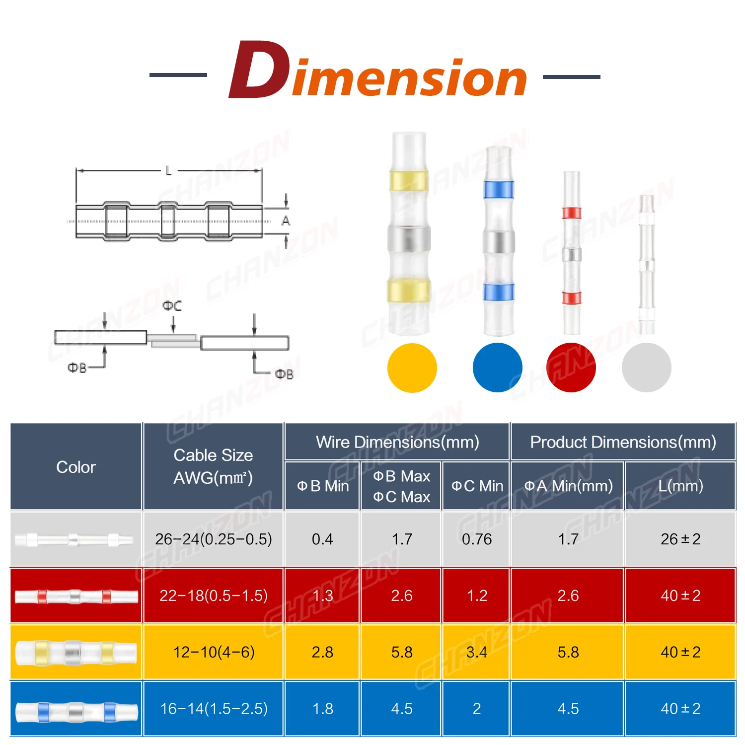 Kit de conectores de cable de sellado de soldadura aislado, terminales de junta de empalme eléctrico estañado automotriz de grado marino resistente al agua, 65/158 Uds. - imagen 3