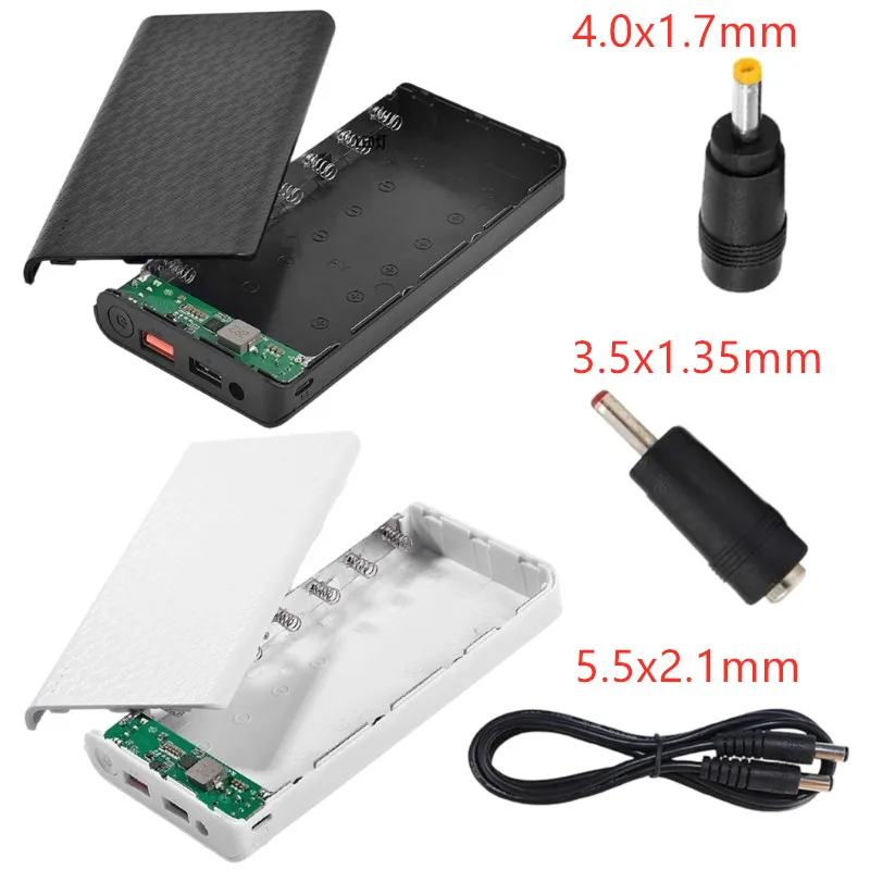 Carcasa de banco de energía USB Dual, carcasa DIY de 5V con 7 ranuras, fundas de soporte 18650, caja de almacenamiento de carga de batería, adaptador de 5,5x2,1mm, 4,0x1,7mm, 3,5x1,35