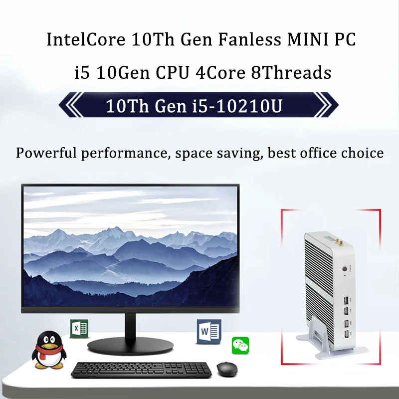 Intel 10Gen mini pc sin ventilador i5-10310U 8. a generación i3-8140U i5-8260u Intel UHD 620 win10 Quad Core 8 hilos DDR4 2400 2666 NAS
