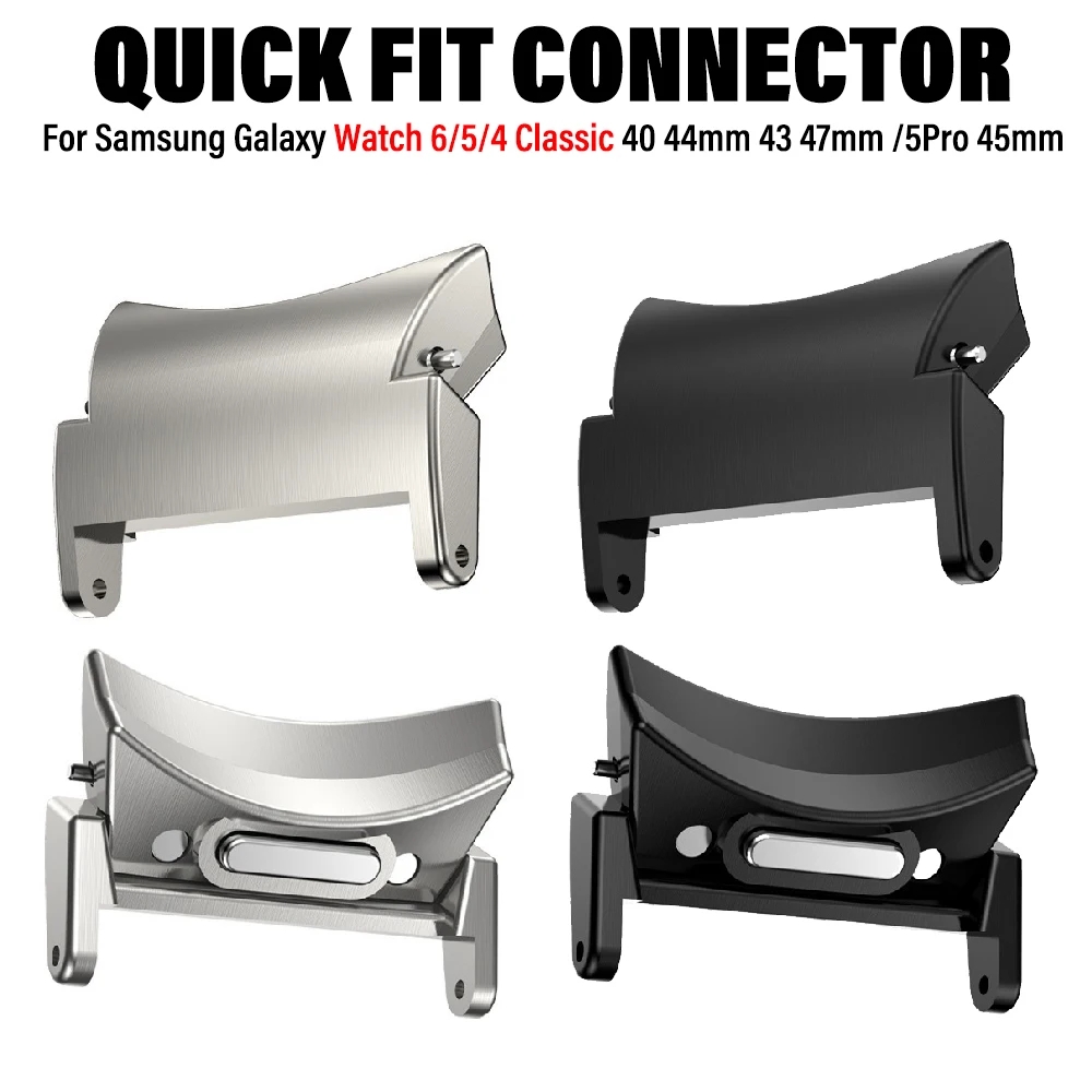 Conector de ajuste rápido para Samsung Galaxy Watch 6 5 4 40 44mm, adaptador de acero inoxidable Galaxy Watch 6Classic 43 47 42 46mm 5pro 45mm