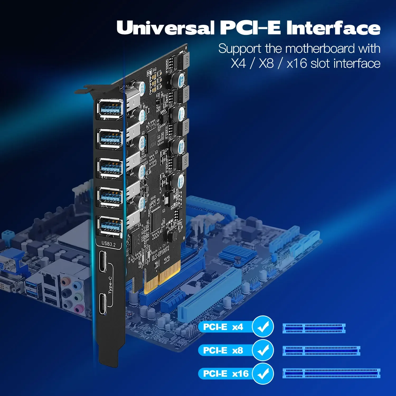 Tarjeta de expansión eficiente PCIe X4 a USB3.2 de 7 puertos con 5 puertos TYPE-A + 2 puertos TYPE-C 10 gbps - Para PC Windows y MAC - imagen 2