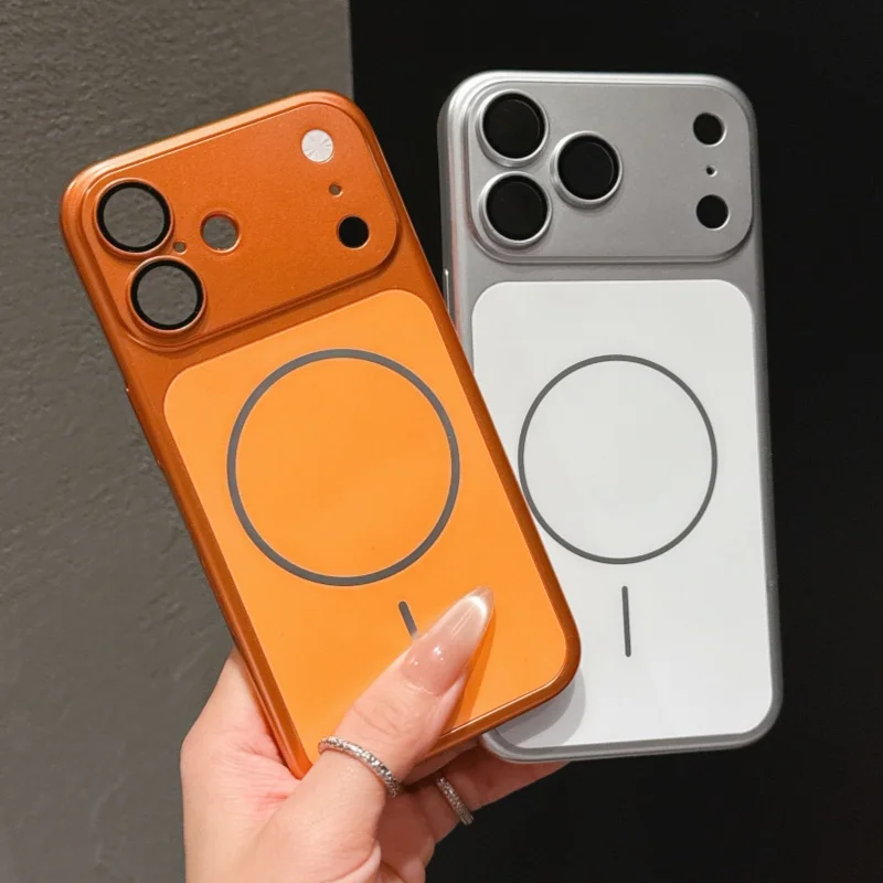 Funda de teléfono magnética mate galvanizada ultrafina para iPhone 17 13 15 14 16 Pro Max para cubierta acrílica de carga inalámbrica Magsafe - imagen 5