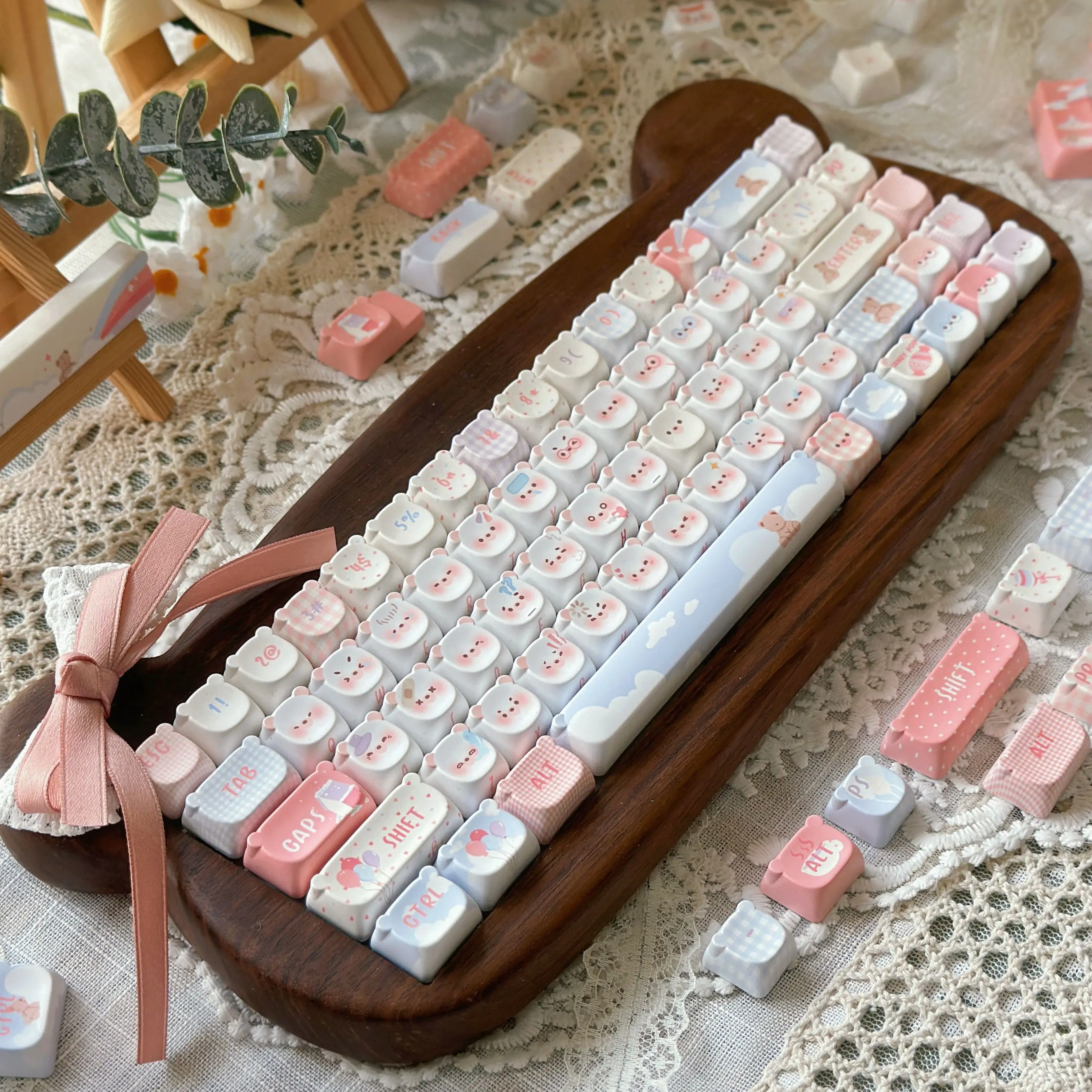 Teclas de oso arcoíris, Material Eao Pbt, bonitas teclas para teclado mecánico Aula F75/F99 - imagen 4