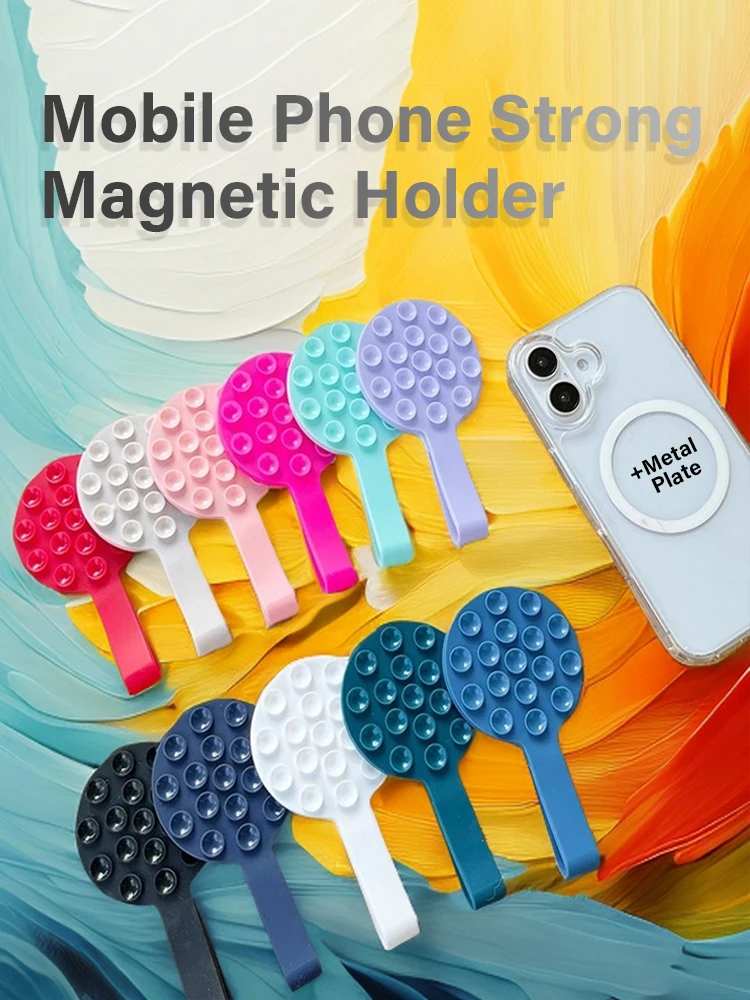 Soporte Universal magnético multifuncional de color caramelo adecuado para iPhone Magsafe con soporte de succión de silicona espejo de montaje - imagen 5