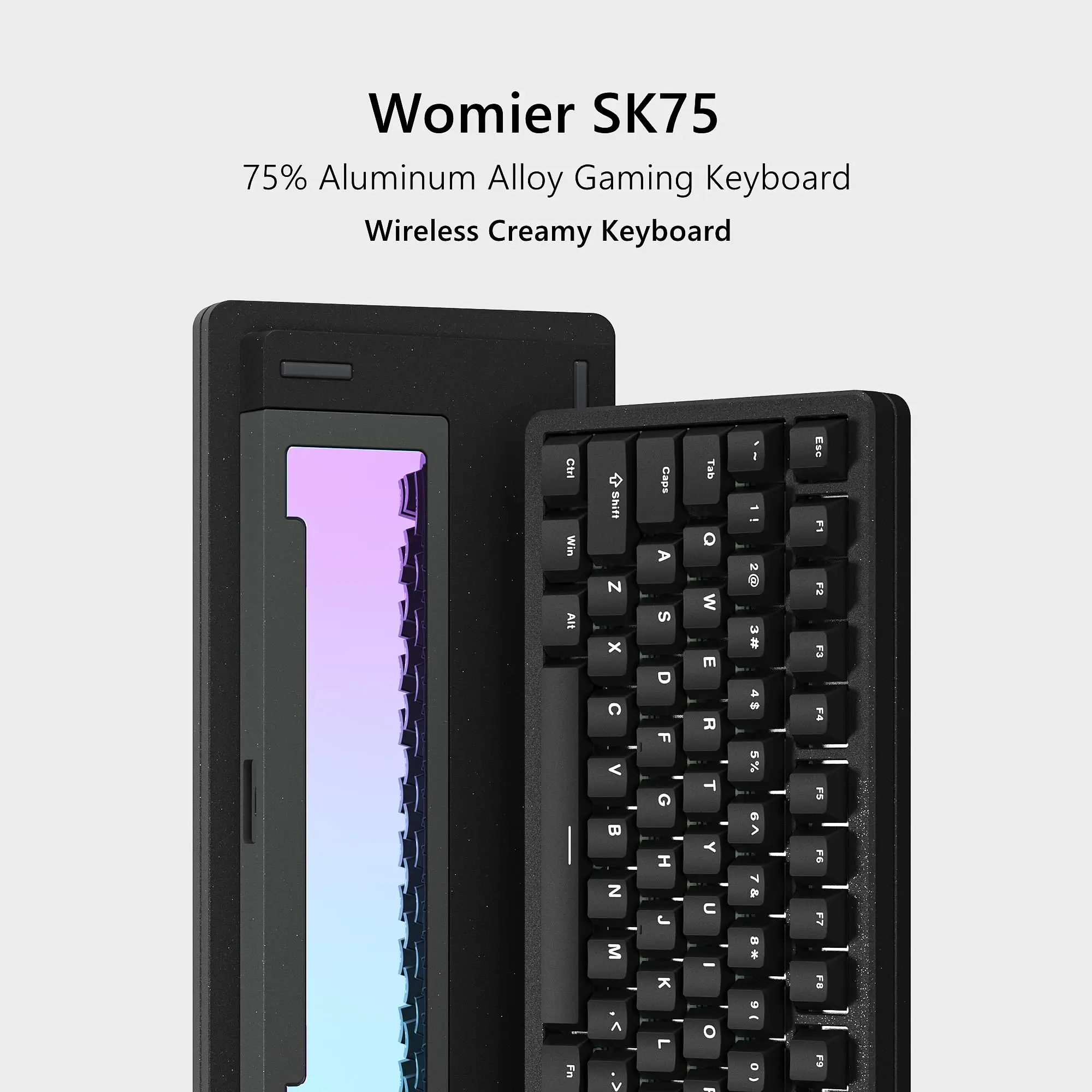 Womier negro SK75 75% trimododo carcasa de aleación de aluminio intercambio en caliente Teclado mecánico para juegos RGB teclado inalámbrico montado con junta