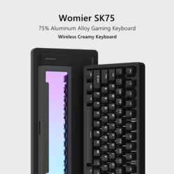 Womier negro SK75 75% trimododo carcasa de aleación de aluminio intercambio en caliente Teclado mecánico para juegos RGB teclado inalámbrico montado con junta