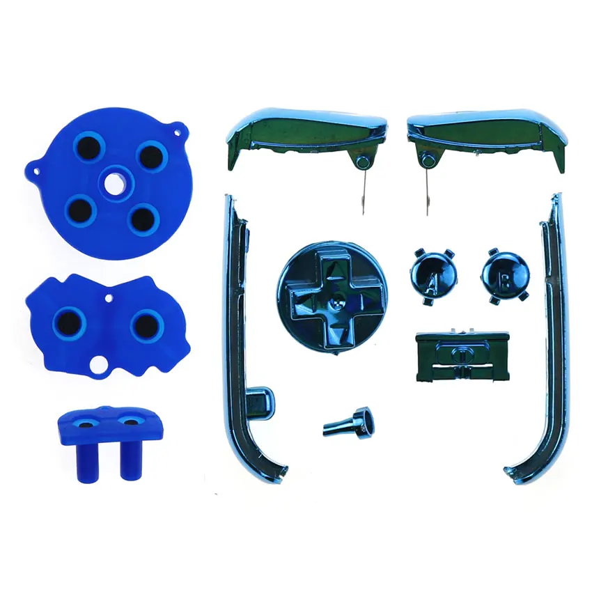 JCD para Gameboy Advance GBA teclados de repuesto L R A B D almohadillas botón de encendido y apagado cromado con goma conductora - imagen 4