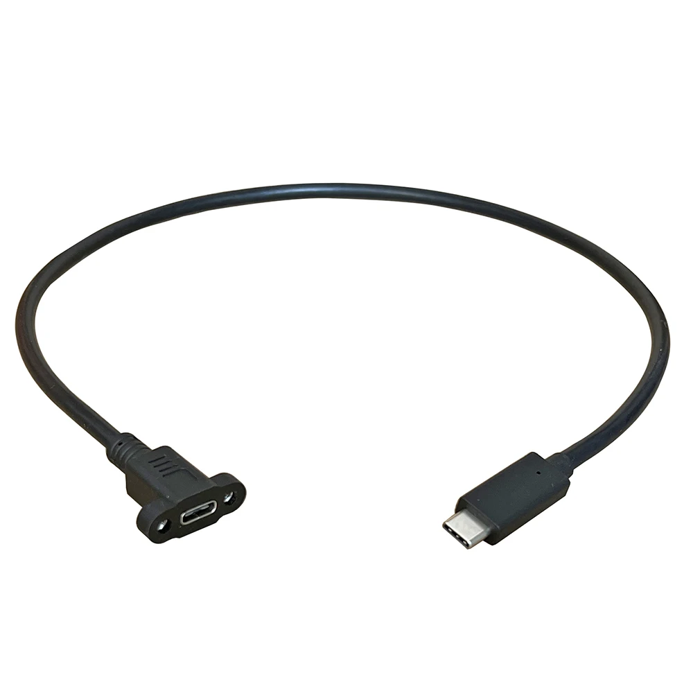 Cable de extensión USB 2,0 tipo C macho a USB C hembra, paso de 17,5mm con tornillos, orificio de montaje en Panel de 0,3 m