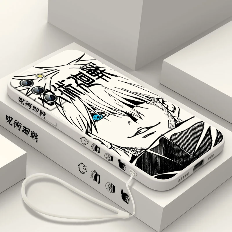 Jujutsu Kaisen Gojo Anime Phone Case para Samsung Galaxy S24 S23 S22 S21 S20 Pro FE Plus Ultra Liquid Left Rope Cover - imagen 4