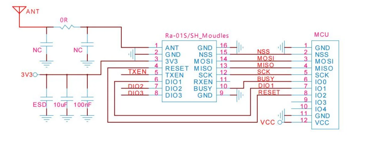 LoRa-módulo RF inalámbrico, Chip SX1262, Ra-01SH de banda de 868-915MHz - imagen 3