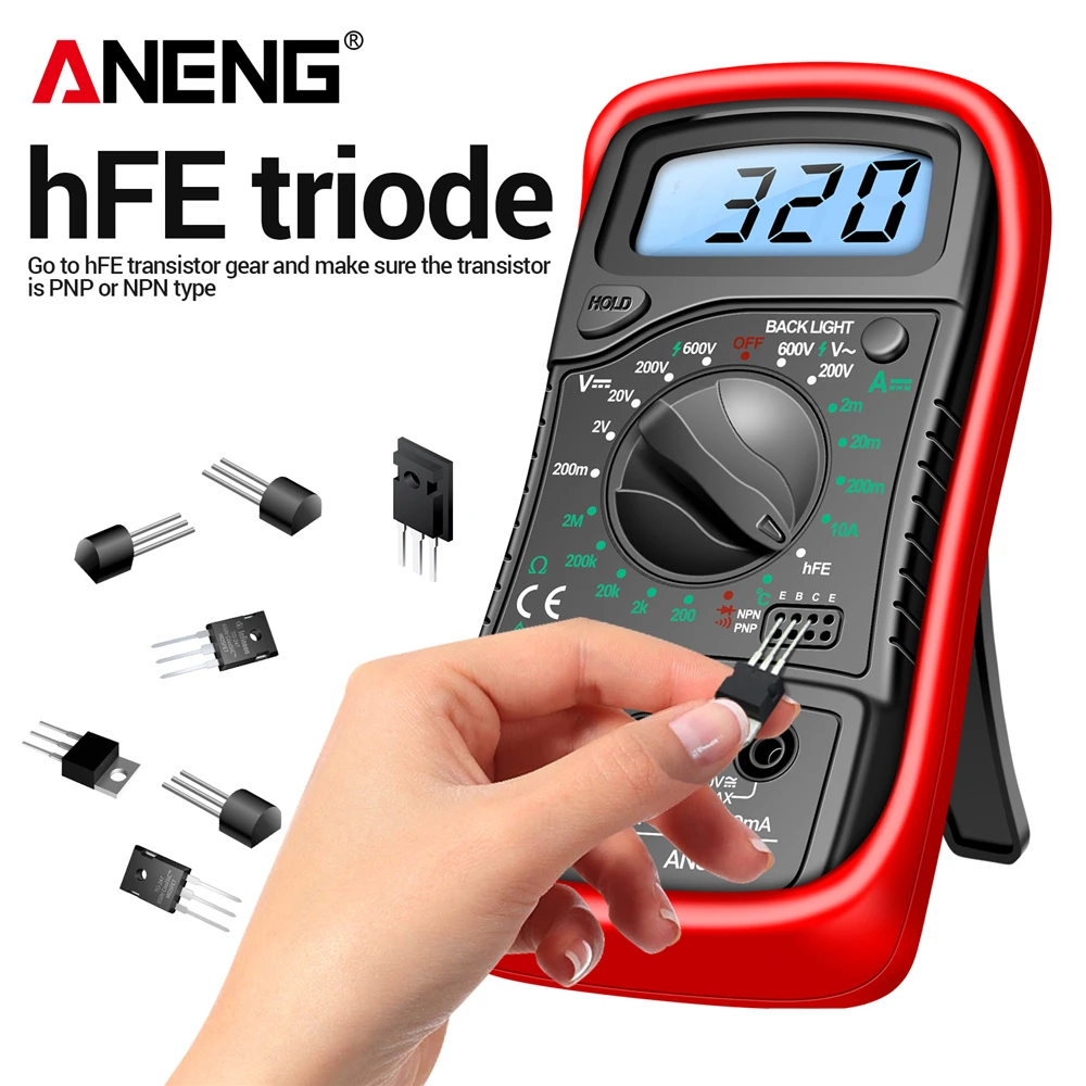 ANENG AN8205C probador de circuito eléctrico de coche multímetro AC/DC amperímetro voltios Ohm multímetro probador medidor herramientas de prueba de triodo hFE - imagen 4