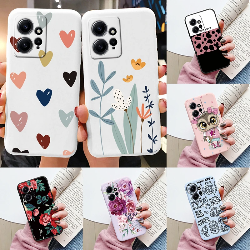 Funda de flores para Redmi Note 13 4G, funda de teléfono con dibujos de búho, bonito corazón, Fundas de silicona suave para Redmi Note 13 5G