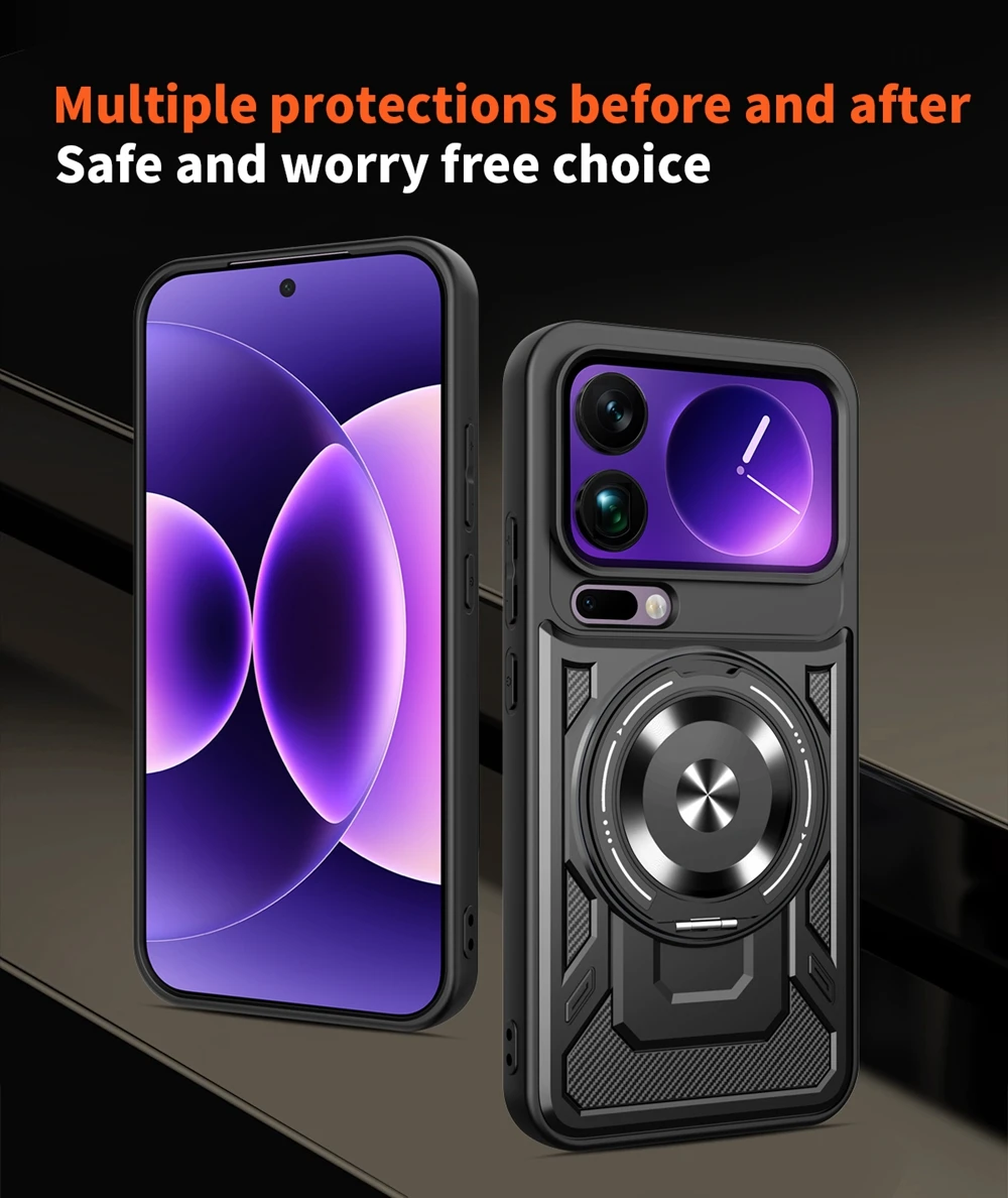 Armadura Funda para Magsafe Funda de carga inalámbrica para Xiaomi 17 Pro Max Mi 17 17Pro Max 5G cubierta de soporte de anillo magnético - imagen 2