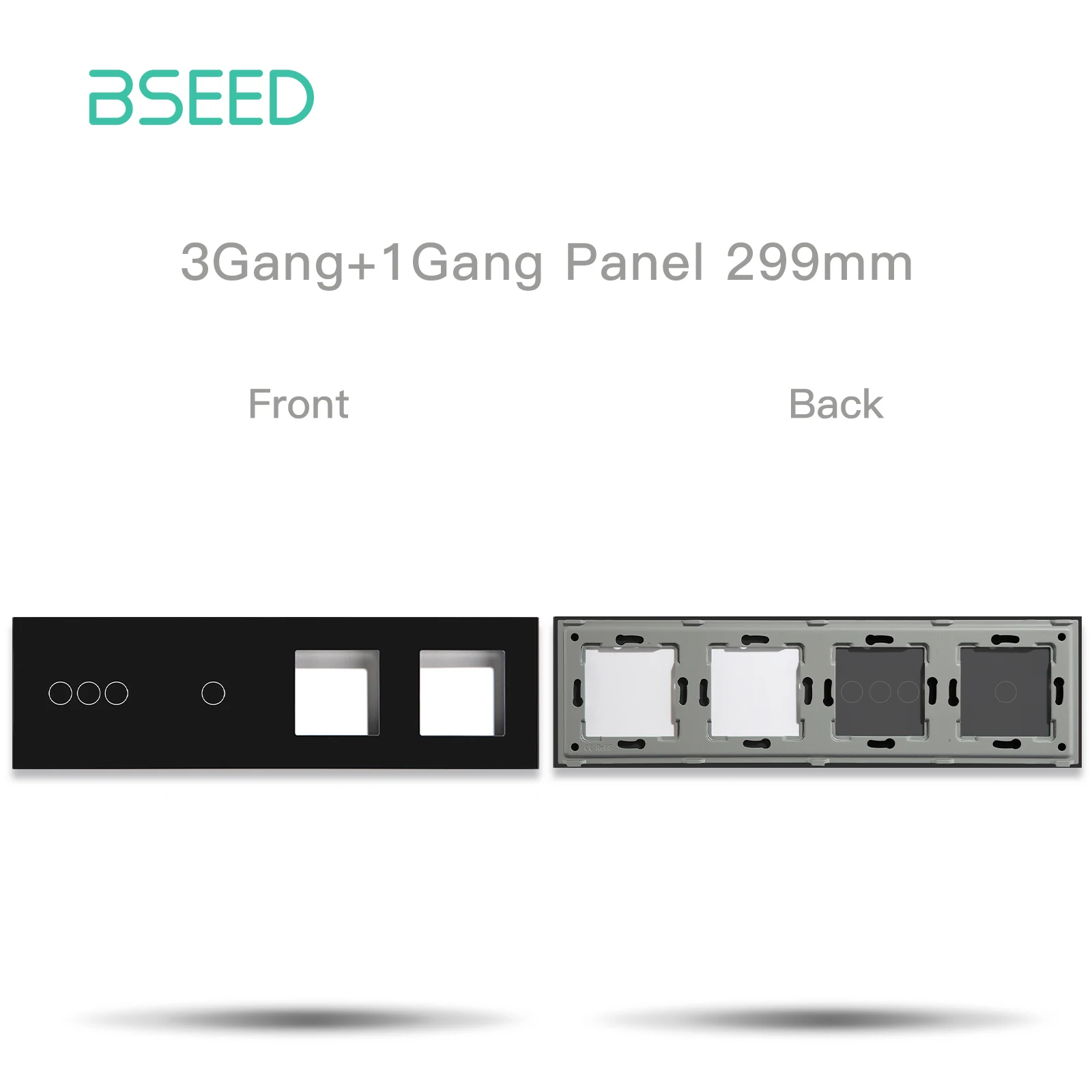 BSEED 1/2/3Gang Plus Panel de cristal con Interruptor táctil de doble marco con marco de Metal pieza DIY solo marco de vidrio de 299mm - imagen 3