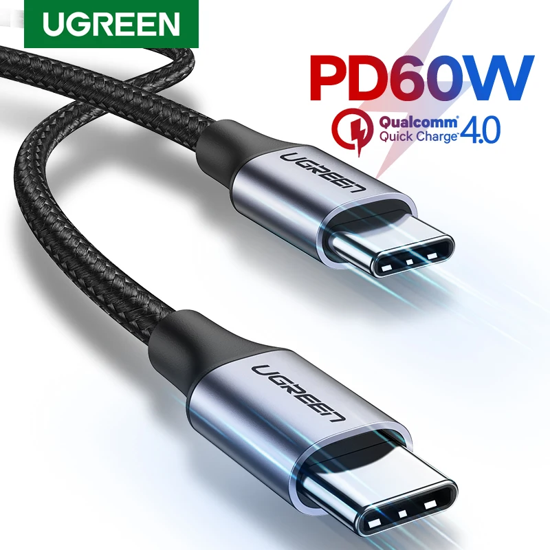 UGREEN 60W 100W USB Tipo C Cable USB C Macbook iPad Samsung Xiaomi PD Carga Rápida 3A - Vista principal del producto