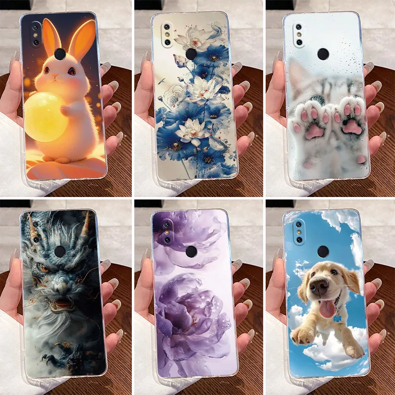 Carcasa para Xiaomi Mi A2 (Mi 6X) / Mi A2 Lite dragón de lujo lindo Cool niños niñas funda de teléfono de silicona contraportada transparente TPU