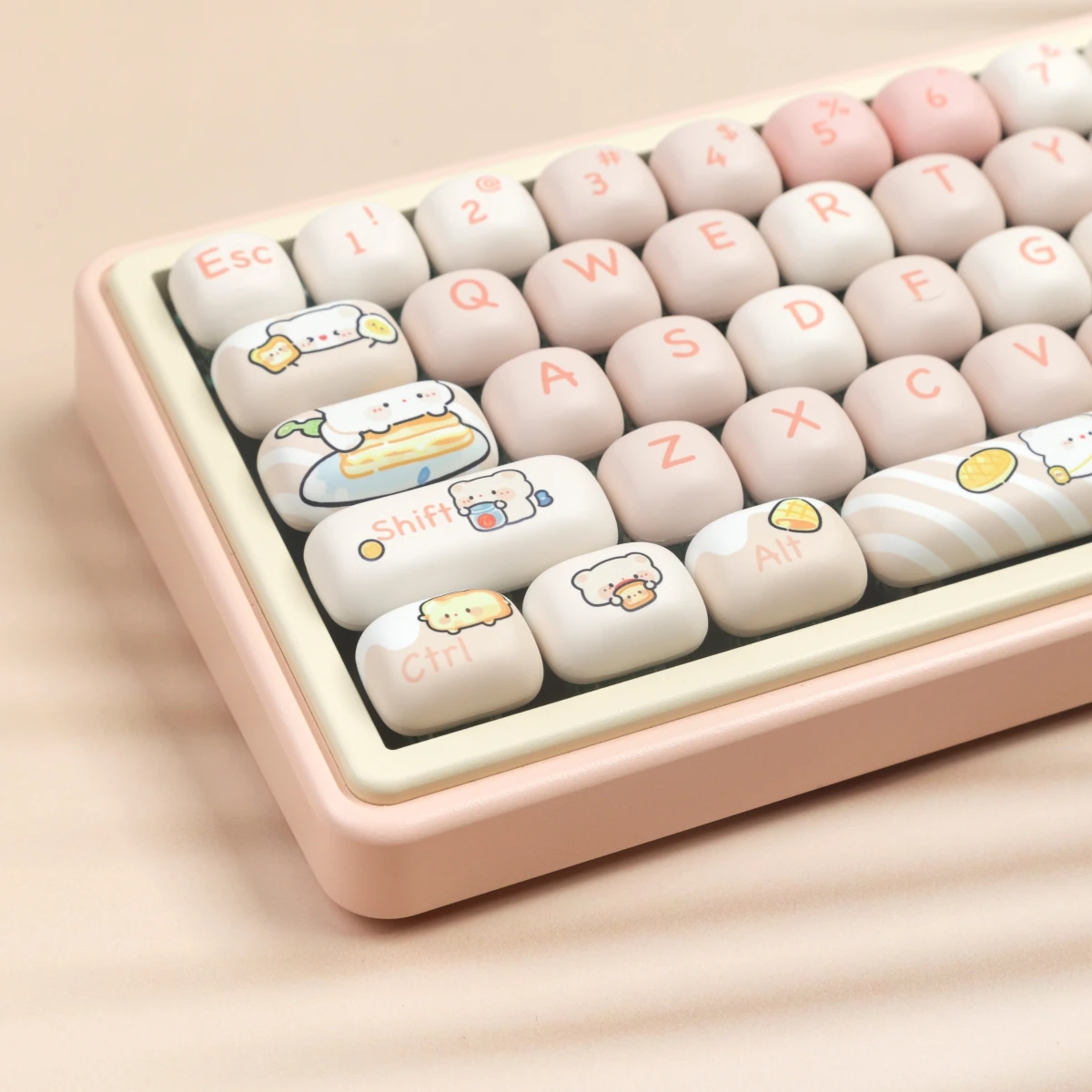 MOG-teclas Pbt Dye-Sub, juego grande de teclas, oso pan para teclado mecánico 7u Alice, diseño dividido, Wooting Hi75 personalizado