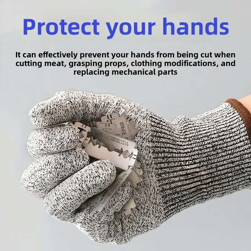 1 par de guantes anticortes seguridad laboral autodefensa hombre a prueba de cortes cocina carnicero corte calor resistente a puñaladas guantes de mano duraderos - imagen 3