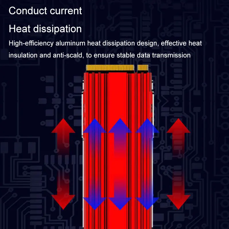 Angitu M.2 SSD Cooler Disipador de calor sólido M2 Drive Cooler NVME Chaleco de enfriamiento de estado sólido SSD Negro Rojo - imagen 5