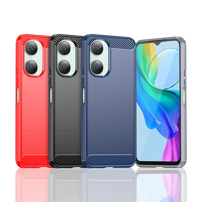 Funda de silicona suave a prueba de golpes para Vivo Y18 Y18S Y18E Y28S, carcasa de fibra de carbono, parachoques de teléfono - imagen 3