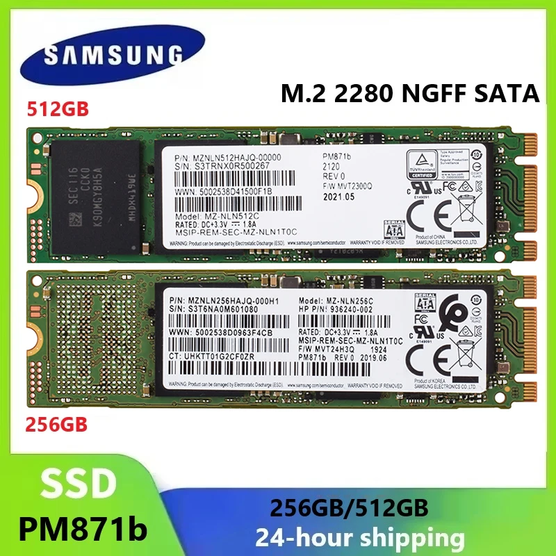 SAMSUNG PM871b SSD M.2 2280 NGFF SATA almacenamiento 256GB 512GB disco duro interno de estado sólido HDD para ordenador portátil de escritorio disco duro