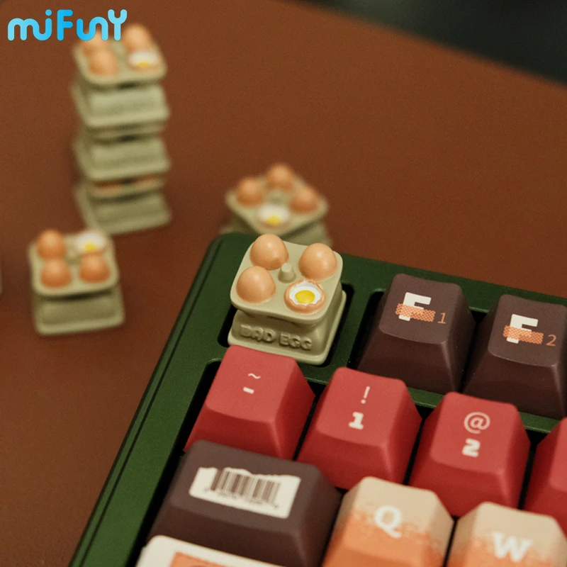 Tapa de llave de huevo de resina 3D artesanal, Linda tapa de teclado Original de dibujos animados, teclas personalizadas para teclado mecánico, accesorios de regalo - imagen 3