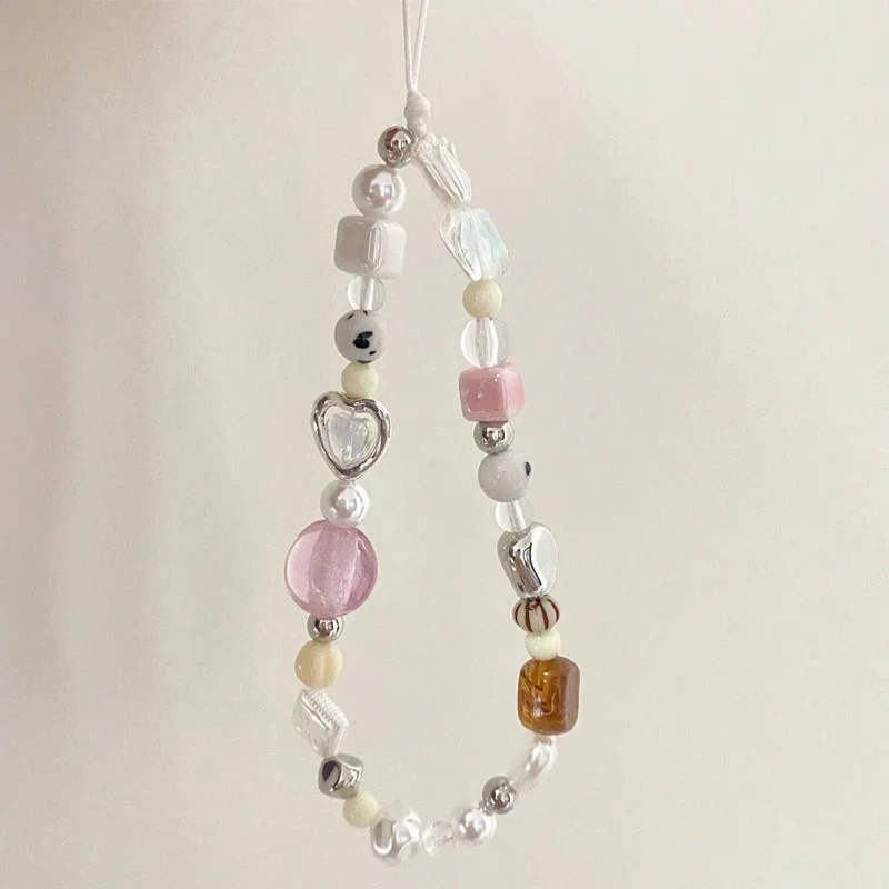 Cadena de teléfono con cuentas de perlas y estrellas coreanas, cordón colgante, dijes para teléfono, correa para teléfono, cordón móvil hecho a mano para verano, regalo de joyería - imagen 4