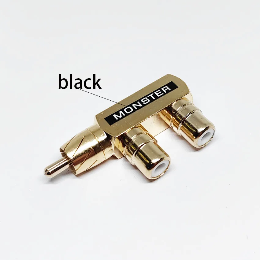 Adaptador RCA de enchufe divisor de audio AV chapado en oro, conector F de 1 macho a 2 hembra - imagen 3