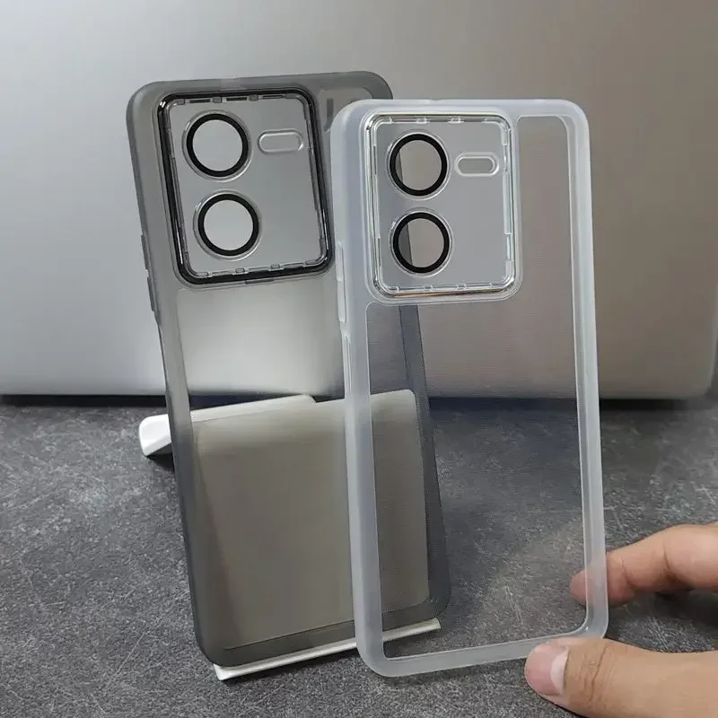 Funda de teléfono de lujo para VIVO iQOO Z8 Z8X 5G, protección de cámara de silicona suave de alta calidad, película de lente acrílica, cubierta trasera Coque - imagen 2