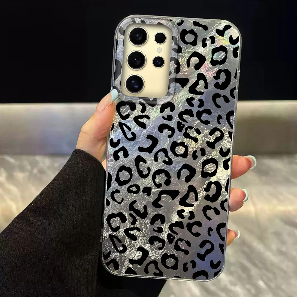  ﻿ Funda de teléfono coreana con estampado de leopardo y oro ámbar para mujer y niña, funda Ultra de silicona para Samsung Galaxy S25 S24 S23 S22 S21 S20 FE Plus - imagen 5