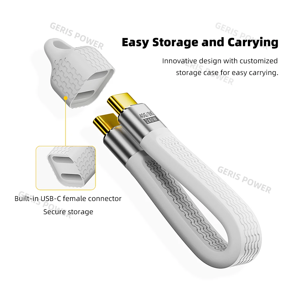 Llavero portátil Cable de datos USB C PD240W 5A tipo C Cable de carga rápida 40Gbps transferencia de datos Thunderbolt 3 8K @ 60Hz para iPhone 15 - imagen 3